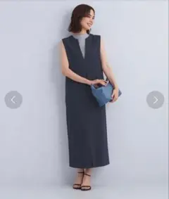 24SS グリーンレーベルリラクシング ジョーゼットジャンパースカート ネイビー