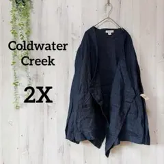 【新品タグ付】Coldwater Creek ノーカラージャケット ネイビー5L