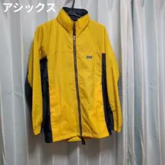 アシックス　RECORDER メンズジャケット 黄色と紺色フード付き　М