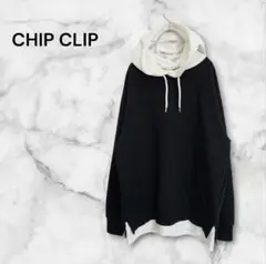 CHIP CLIP メンズパーカー オーバーサイズ M ブラック×ホワイト