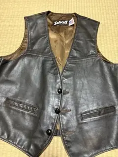 極美品□schott レザー ベスト 本革 424V ブラック USA製 L - メルカリ