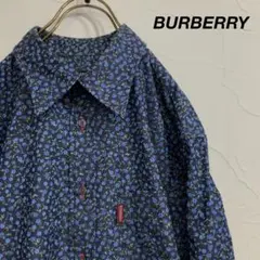 極美品 BURBERRY BLACK LABEL 総柄 花柄 デザインシャツ