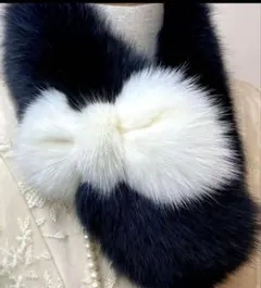 SAGA FOX サガフォックス リアルファー マフラー リボン 美品