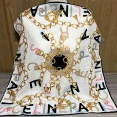 CELINE チェーン文字　デザイン ハンカチスカーフ☝˃̵͈̑ᴗ˂̵͈̑❤