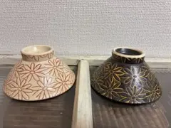 新品未使用　波佐見焼　夫婦茶碗　hasami 有田焼新米ダリア花フラワー