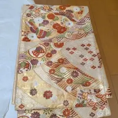 金地　華やかな花柄 袋帯