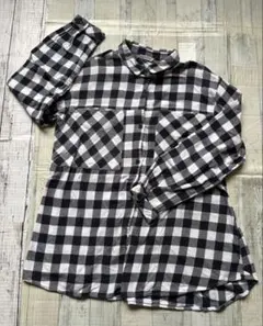 黒ギンガムチェック柄　長袖シャツ　Lサイズ