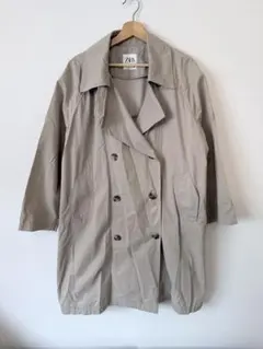 ZARA ダブルブレスト トレンチコート ベージュ M - メルカリ