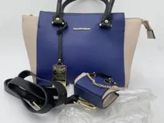サマンサ&シュエット　2wayハンドバッグ　PVC／スエード　ネイビー