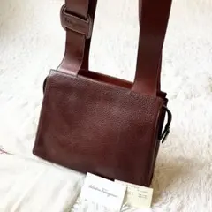 フェラガモ レザー ショルダーバッグ ブラウン ロングショルダー イタリア製
