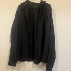 黒 長袖シャツ ボタン付き 左胸ポケット