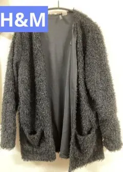 H&M アウター 薄手 ブラック カーディガン レディース　もこもこ　黒