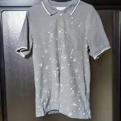 THE SHOP TK グレー L ポロシャツ スプラッタープリント