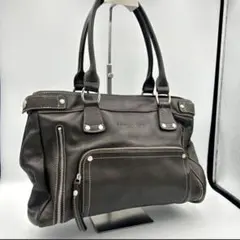 Longchamp レザー ハンドバッグ ダークブラウンのサムネイル