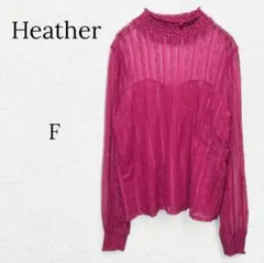 1065【ヘザー】ハイネックレースブラウス シャーリングゴム シースルー 透け感