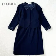 【コルディア】スーツ セットアップ シアー袖襟 毛100 刺繍　エレガント【M】