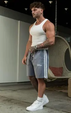 YOUNG LA VINTAGE STRIPED SWEAT SHORTS