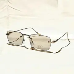 サングラス　伊達メガネ　メンズ　UVカット スクエア　ライトブラウン　リムレス