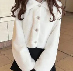 apres jour フェイクファーショートコート ホワイト