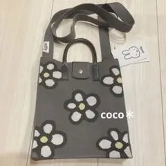 しまむら ミッフィー ニットバッグ 花柄トートバッグ グレー ショルダーバッグのサムネイル