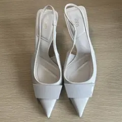 ZARA ホワイト ポインテッドトゥミュール　38