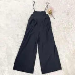 GU ジーユー サロペット ワイドパンツ オールインワン ブラック L