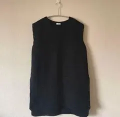 美品/SEEALL/ロングクロッシェットベスト/BLACK