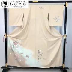 長襦袢 単衣 花車 花模様 金彩 薄卵色 J-277 長襦袢 単衣 花車 花模様 金彩 薄卵色 J-277 - メルカリ