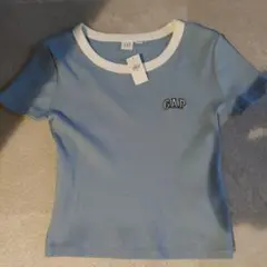 新品未使用　GAP 水色リブ編みTシャツ XS クロップド丈