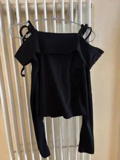 オフショルダー ニット ブラック