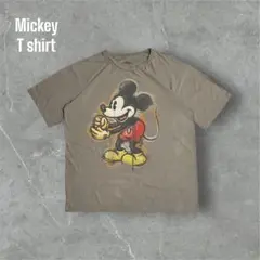 ミッキーTシャツ グレージュ Lサイズ ヴィンテージライク グッドグラフィック