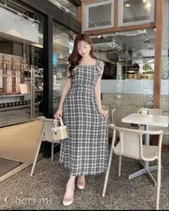 最終値下げ ミシェルマカロン フロントオープンチェックワンピ フロントオープンチェックミニワンピXS♡完売品♡ミシェル