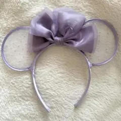 【新品未使用 公式カチューシャ】 ミニー レース ラベンダーカラー パステル