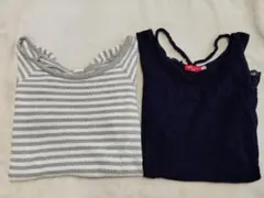 グレーと白のストライプTシャツ＆タンクトップ Mサイズ　2点セット