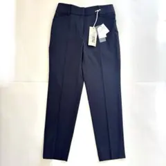タグ付　PLST スティックパンツ ネイビー リネン混 センタープレス 美脚
