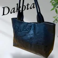 【美品】Dakotaトートバック手書き型押し 本革 ブラック通勤￼A4可