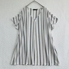 A/A♦︎ストライプ チュニック 3L 半袖 Vネック 大きいサイズ レディース