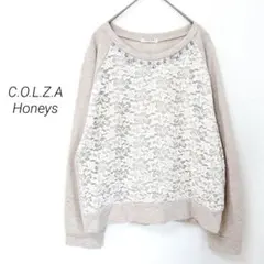 C.O.L.Z.A コルザ レース　長袖カットソー L ビジュー付　ハニーズ