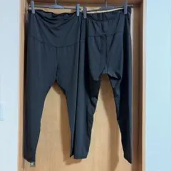 マタニティ、黒 ハイウエスト レギンス 2点セット