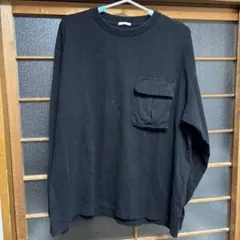 黒 長袖Tシャツ 胸ポケット付き