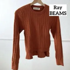 Ray BEAMS オレンジ テラコッタ　リブニット 長袖セーター　レイビームス