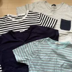 ストライプとポケット付きTシャツ４枚セット