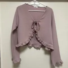 COLZA フリル 長袖 カーディガン ピンクのサムネイル