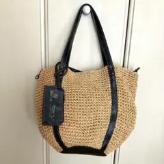 Folna ペーパー トートバッグ　レザーハンドル　トートバッグ　かごバッグのサムネイル