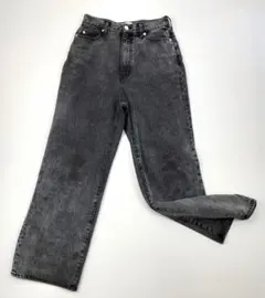 WEGO ウォッシュド ブラックデニム ワイドパンツ ストレート Sサイズ