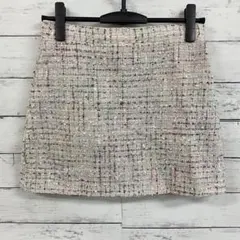 【CECIL McBEE】スカート ツイード調 チェック柄 ホワイト×ピンク ⭐のサムネイル