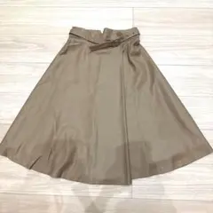 ANAYI キャメルベージュ　膝下　フレアスカート ブラウン 38 ベルト付き