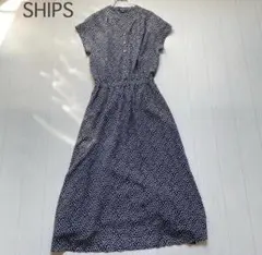 定価19,250円SHIPS シップス ハシゴレースワンピース ネイビー 美品