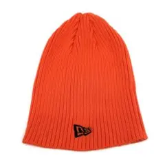 New Era ニューエラ ニット帽 ビーニー 刺繍ロゴ コットン混 オレンジ