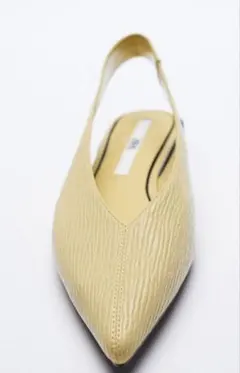 ZARA ザラ　フラットパンプス　39 型押しレザースリングバックシューズのサムネイル